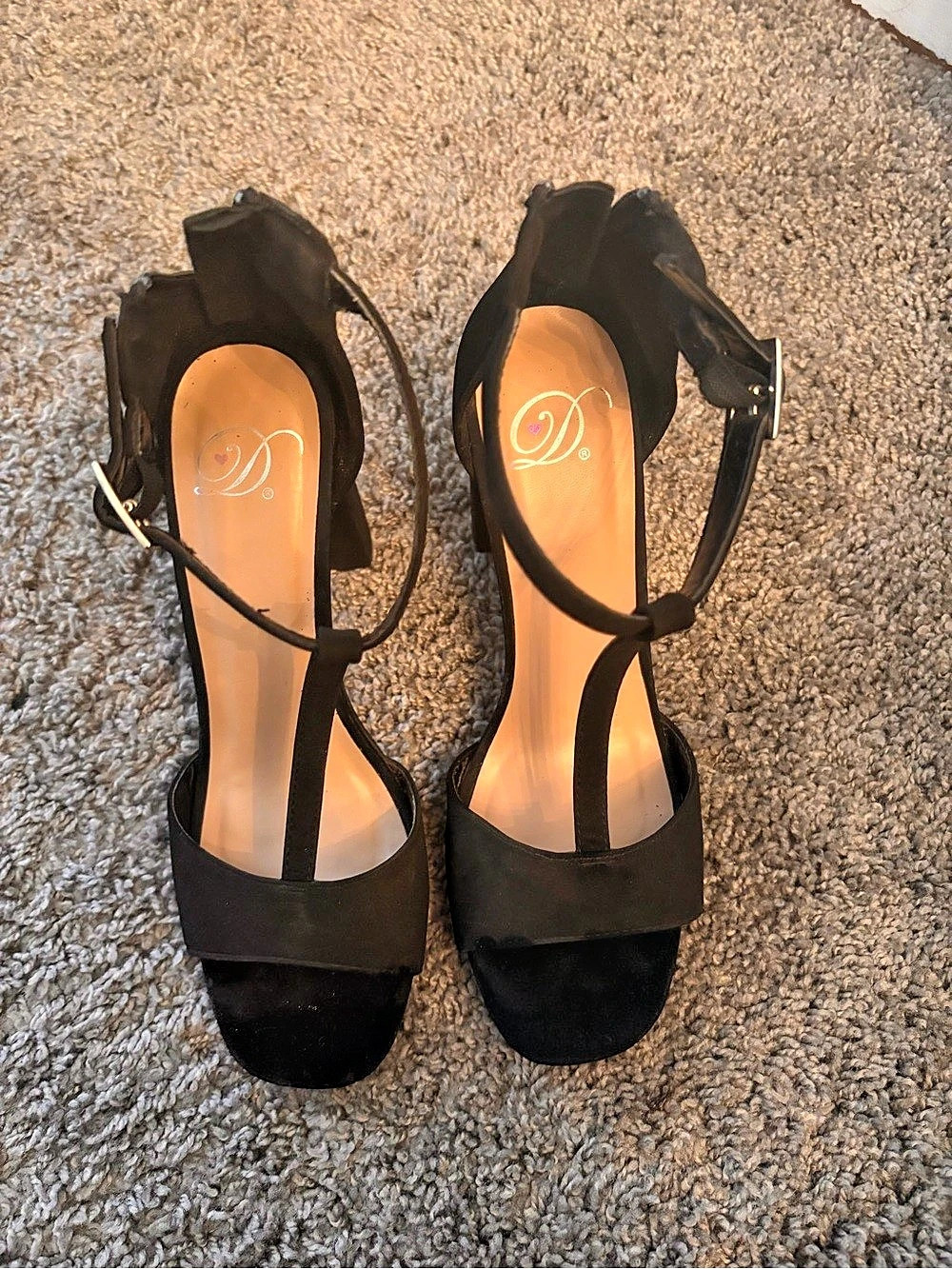 Black Ankle Strap Block Heel